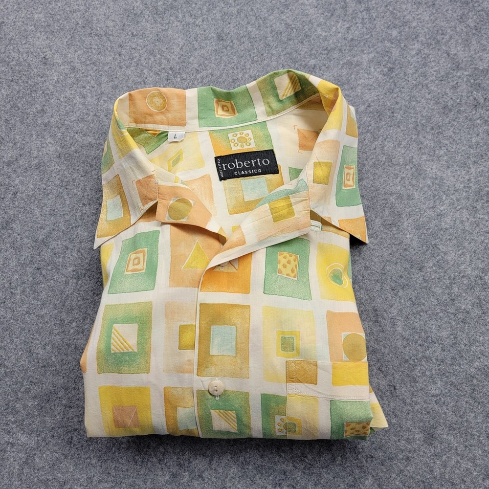 Roberto Classico Made In Italy Short Sleeve  Large Camp Shirt Cabana Resort - Picture 7 of 16